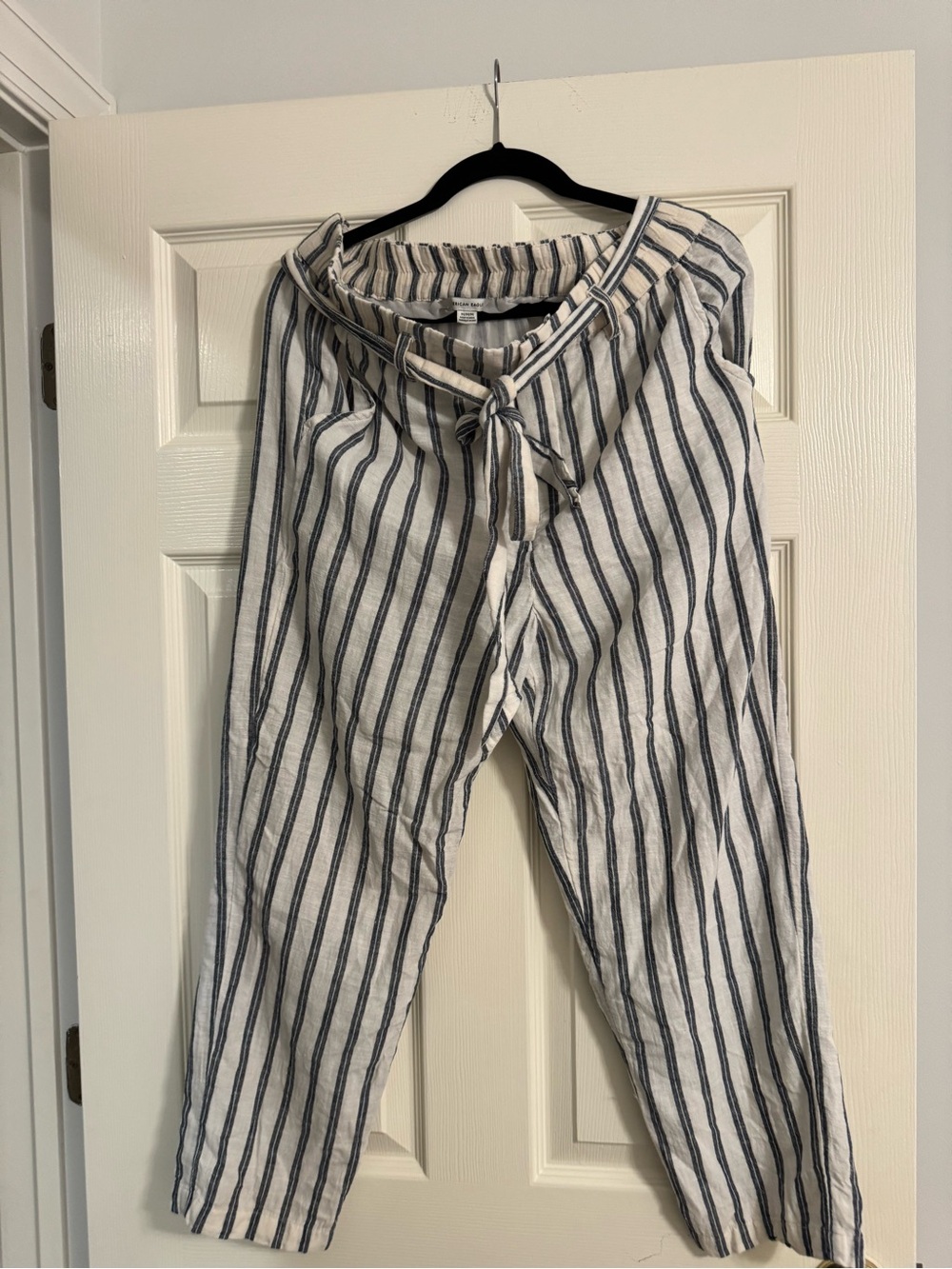 White Striped Drawstring Pants